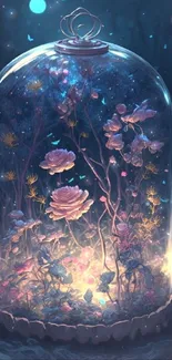 Enchanted floral dome glowing in a mystical forest scene.