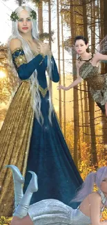 Fantasy art of fairies in an enchanted forest.