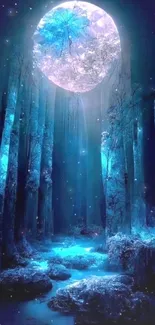 Mystical forest with moonlit ambiance.