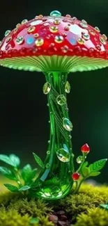 Jeweled glass mushroom with vibrant colors