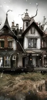 Gothic-style house with enchanted forest setting.