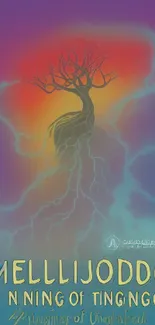 Mystical fantasy tree with vibrant colors.