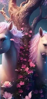 Enchanting unicorn wallpaper with whimsical forest scene.