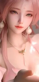 Anime character with pink hair and glowing effect
