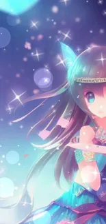 Anime fairy with vibrant colors and magical stars.