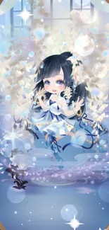 Charming anime character surrounded by magical bubbles and fantasy elements.