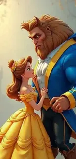 Beauty and Beast enchanting artwork scene.