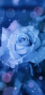 Enchanting blue rose on a dreamy background wallpaper.