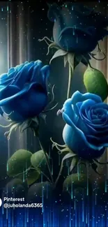 Blue roses with a mystical, enchanting glow.