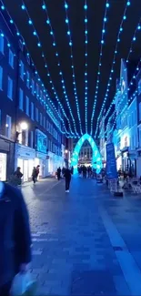 Festive blue Christmas lights on South Molton Street