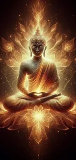 Glowing Buddha artwork wallpaper with vibrant colors.