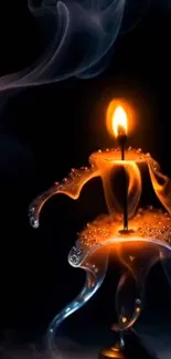Artistic glowing candle with smoke effect.