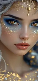Ethereal celestial portrait with golden accents.