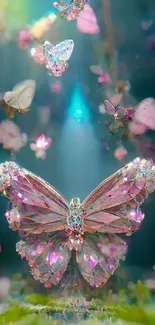 Magical crystal butterflies in vibrant colors.