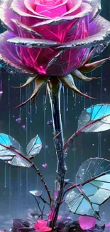 Stunning digital rose artwork with vibrant pink petals and a fantasy design.