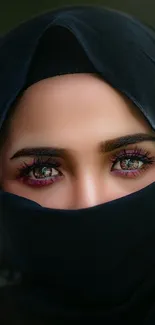 Mesmerizing eyes and chic black hijab wallpaper.