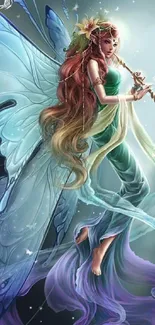 A fantasy art design featuring an enchanting fairy with ethereal wings.