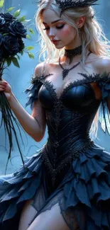 Mystical fairy in dark fantasy art style.