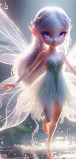 Ethereal fairy with wings and magical light