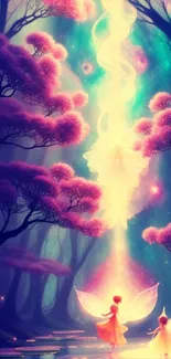 Enchanting fairy forest wallpaper with vibrant colors and magical fairies.