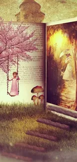 Whimsical storybook scene with tree and path in fantasy art style.