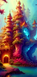 Beautiful fantasy castle with vibrant colors and magical scenery.