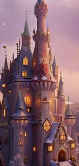 Enchanted fantasy castle at twilight.