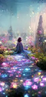 Fantasy garden wallpaper with vibrant colors and magical atmosphere.