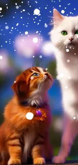 Two enchanting cats on a vibrant background, perfect for mobile screens.