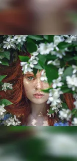 Artistic nature portrait with vibrant greenery and flowers.