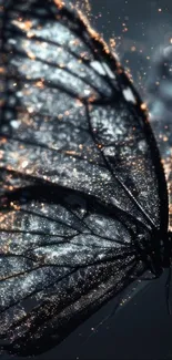 Glittering butterfly with shimmering wings.