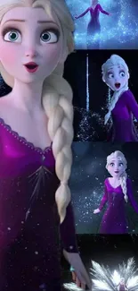 Enchanting ice queen collage with magical frost effects.