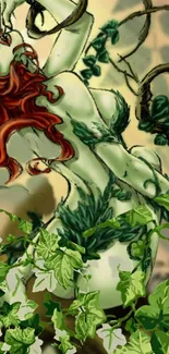 Fantasy art wallpaper featuring ivy and nature elements.