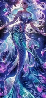 Mystical mermaid fantasy mobile wallpaper.