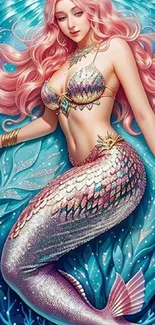 Fantasy art mobile wallpaper featuring an enchanting mermaid with vibrant colors.