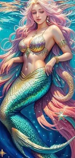 Beautiful mermaid artwork with vibrant ocean colors.