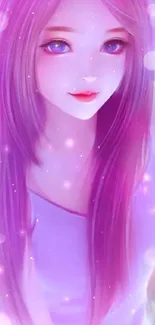 Anime girl with pastel hues and sparkles mobile wallpaper.