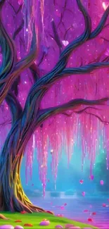 Enchanting fantasy tree with purple leaves