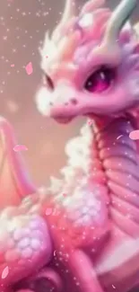 Enchanting pink dragon wallpaper with fantasy theme.