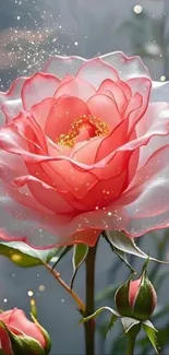 Elegant pink rose with delicate petals and sparkling accents.