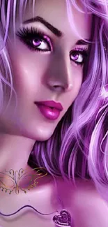 Enchanting fantasy art with purple hair.