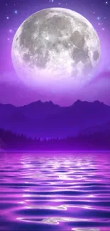 Purple night sky with moon and clouds over water.