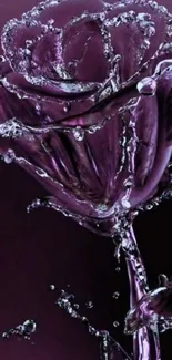 Realistic purple rose made of water with an artistic design.