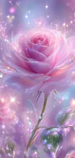 Sparkling pink rose with ethereal glow