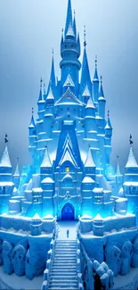 Snowy ice castle on a winter day.