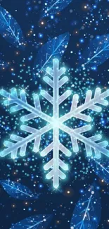 Winter themed phone wallpapers with snowflakes and magic designs.