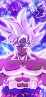 Dynamic anime character with vibrant purple energy.