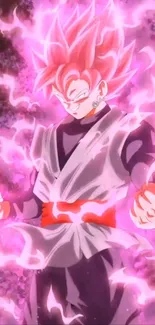 Energetic anime character with pink aura and dynamic design.