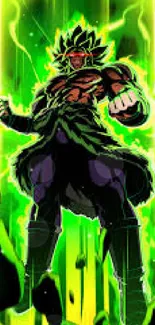 Anime character radiating green energy in a dynamic pose.