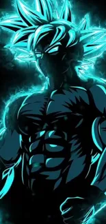 Energetic anime character with neon blue glow.